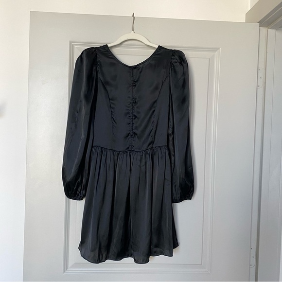 Loveshackfancy Black Silk Balloon Sleeve Dress - Picture 3 of 5